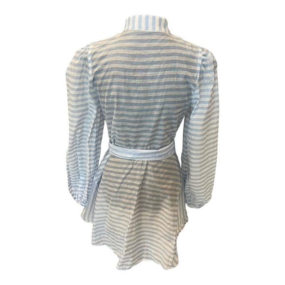 Keepsake The Label Blue Stripe Bow Balloon Sleeve Mini Dress XS - Picture 6 of 15